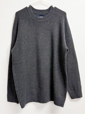 Gap Crewneck Sweater Mens Large Gray Knit Wool Blend Long Sleeve